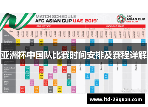 亚洲杯中国队比赛时间安排及赛程详解 亚洲杯中国队比赛时间安排及赛程详解